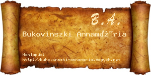 Bukovinszki Annamária névjegykártya